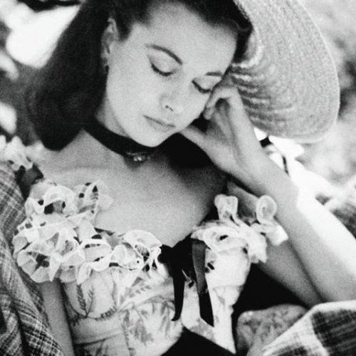 Vivien Leigh napping on the set of "Gone With the Wind" in 1939.