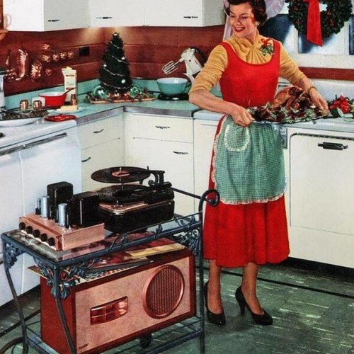 Portable Christmas music to get one into the Holiday spirit while doing the dinner preparation during the 1950s