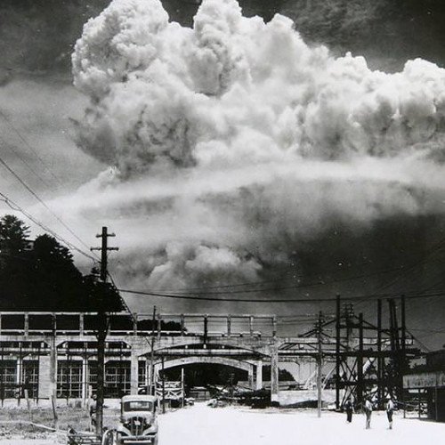 A few minutes after the atomic bomb "Fat Man" was dropped on the Japanese city of Nagasaki, 1945