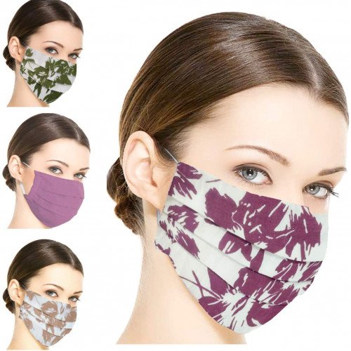 4 Pack, 3 Layers Cotton Face Masks Washable and Reusable Facial Skin Mouth Nose Shield Breathable Anti Smoke Pollution Bike Motorcycle Sport Dust Mask