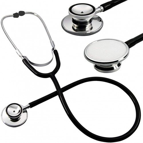 Aspir-E- Pro Medical EMT Dual Head Stethoscope for Doctor Nurse Vet Student Health Care (Black)